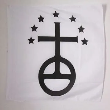 DRAPEAU ORDRE DES CHARTREUX 90x90cm - DRAPEAU ORDRE MONASTIQUE CHARTREUSE 90 x 90 cm Fourreau pour hampe