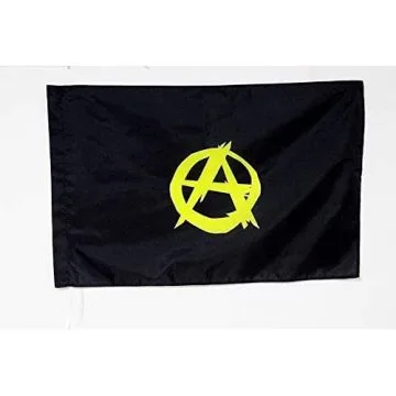 DRAPEAU ANARCHISTE Í?TOILE JAUNE 90x60cm - DRAPEAU ANARCHISME 60 x 90 cm Fourreau pour hampe