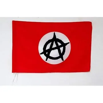 DRAPEAU ANARCHISTE CERCLE BLANC 150x90cm - DRAPEAU ANARCHISME 90 x 150 cm Fourreau pour hampe