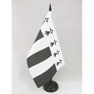 DRAPEAU DE TABLE RENNES 21x14cm - PETIT DRAPEAUX DE BUREAU RENNAIS - BRETAGNE 14 x 21 cm