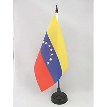 DRAPEAU DE TABLE VÉNÉZUELA SANS ECUSSON 21x14cm - PETIT DRAPEAUX DE BUREAU VÉNÉZUELIEN 8 ÉTOILES 14 x 21 cm