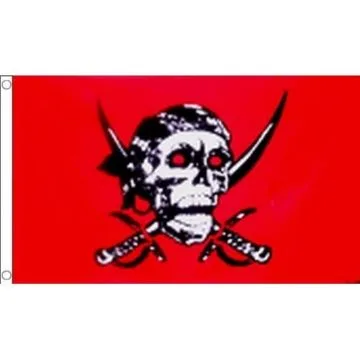 DRAPEAU PIRATE RED SKULL 90x60cm - DRAPEAU CORSAIRE TÊTE DE MORT ROUGE 60 x 90 cm - DRAPEAUX