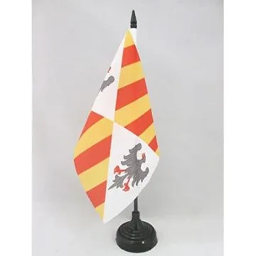 DRAPEAU DE TABLE ROYAUME NORMAND DE SICILE 1130-1815 21x14cm - PETIT DRAPEAUX DE BUREAU ROYAL SICILIEN 14 x 21 cm