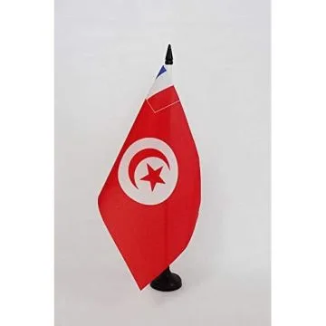 Drapeau de table Protectorat français de Tunisie 1881-1956 21x14cm - PETIT Drapeaux DE BUREAU de la Tunisie française 14 x 21 cm