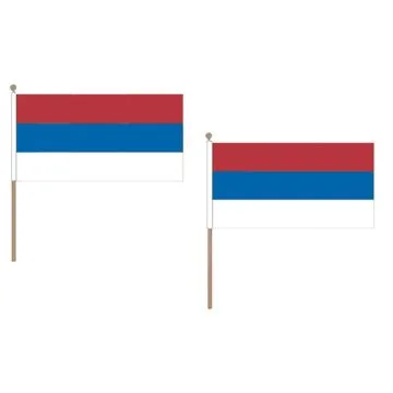 DRAPEAU SERBIE CIVIL 45x30cm HAMPE en bois - LOT DE 10 DRAPEAUX SERBE 30 x 45 cm