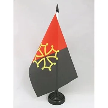 DRAPEAU DE TABLE OCCITANIE TOLOSA 21x14cm - PETIT DRAPEAUX DE BUREAU OCCITAN 14 x 21 cm