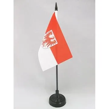 DRAPEAU DE TABLE BRANDEBOURG 15x10cm - PETIT DRAPEAUX DE BUREAU BRANDENBURG - LAND ALLEMAGNE 10 x 15 cm