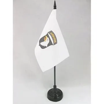 DRAPEAU DE TABLE USA AIRBORNE BLANC AVEC AIGLE 15x10cm - PETIT DRAPEAUX DE BUREAU AMÉRICAIN ? ARMÉE ETATS-UNIS 10 x 15 cm