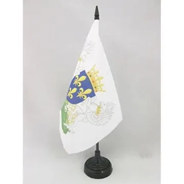 DRAPEAU DE TABLE BLASON ROYAUME DE FRANCE CHARLES VII 21x14cm - PETIT DRAPEAUX DE BUREAU ROYALISTE FRANÇAIS 14 x 21 cm