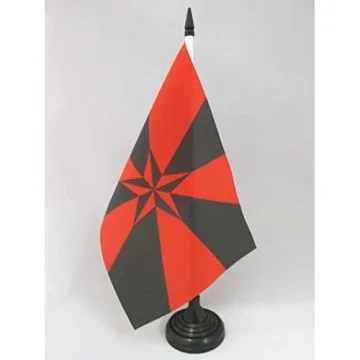 DRAPEAU DE TABLE ANARCHIE ETOILE 3D 21x14cm - PETIT DRAPEAUX DE BUREAU ANARCHIQUE 14 x 21 cm