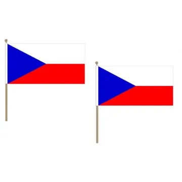 DRAPEAU RÍ?PUBLIQUE TCHÍ?QUE 45x30cm HAMPE en bois - LOT DE 10 DRAPEAUX TCHÍ?QUE 30 x 45 cm