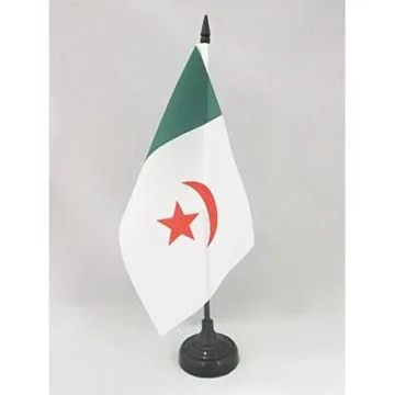 DRAPEAU DE TABLE ALGÉRIE NATIONALISTE 1960 21x14cm - PETIT DRAPEAUX DE BUREAU ALGÉRIEN INDÉPENDENTISTE 14 x 21 cm