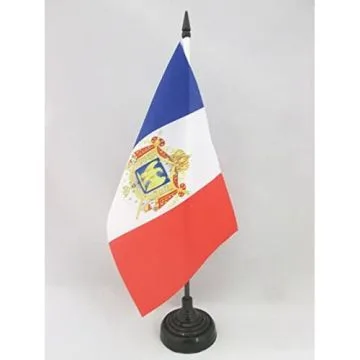 DRAPEAU DE TABLE FRANCE SECOND EMPIRE 1852-1870 21x14cm - PETIT DRAPEAUX DE BUREAU FRANÇAIS - NAPOLEON III 14 x 21 cm