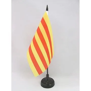 DRAPEAU DE TABLE PROVINCE DU ROUSSILLON 21x14cm - PETIT DRAPEAUX DE BUREAU ROUSSILLONAIS - FRANCE 14 x 21 cm