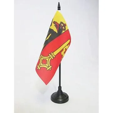 DRAPEAU DE TABLE CANTON DE GENÍ?VE 15x15cm - PETIT DRAPEAUX DE BUREAU GENÍ?VE - GE SUISSE 15 x 15 cm