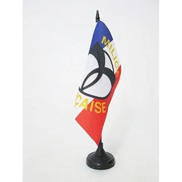 DRAPEAU DE TABLE MILICE FRANÍ?AISE 15x15cm - PETIT DRAPEAUX DE BUREAU FRANCE RÍ?GIME DE VICHY 15 x 15 cm