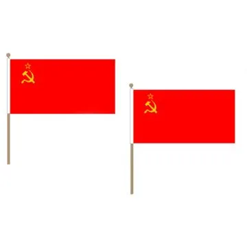 DRAPEAU URSS 45x30cm HAMPE en bois - LOT DE 10 DRAPEAUX COMMUNISTE - RUSSIE 30 x 45 cm