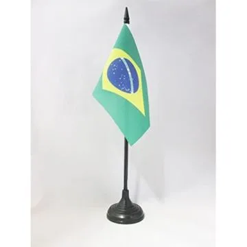 DRAPEAU DE TABLE BRÉSIL 15x10cm - PETIT DRAPEAUX DE BUREAU BRÉSILIEN 10 x 15 cm