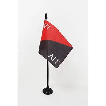 DRAPEAU DE TABLE MILICES CONFÉDÉRALES DE LA CNT-FAI D\'ESPAGNE 15x10cm - PETIT DRAPEAUX DE BUREAU GUERRE D\'ESPAGNE 10 x 15 cm