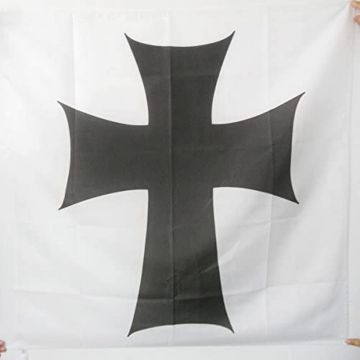 DRAPEAU ORDRE DE SAINTE-MARIE DES TEUTONIQUES 90x90cm - DRAPEAU CROIX ORDRE TEUTONIQUE 90 x 90 cm Fourreau pour hampe
