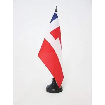 DRAPEAU DE TABLE PROTECTORAT FRANÍ?AIS DE TAHITI 1843-1880 21x14cm - PETIT DRAPEAUX DE BUREAU TAHITIEN 14 x 21 cm