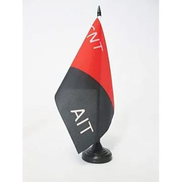 DRAPEAU DE TABLE MILICES CONFÍ?DÍ?RALES DE LA CNT-FAI D\'ESPAGNE 21x14cm - PETIT DRAPEAUX DE BUREAU GUERRE D\'ESPAGNE 14 x 21 cm