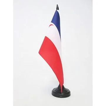 DRAPEAU DE TABLE PROTECTORAT FRANÍ?AIS DE MADAGASCAR 1882-1897 21x14cm - PETIT DRAPEAUX DE BUREAU MALGACHE 14 x 21 cm