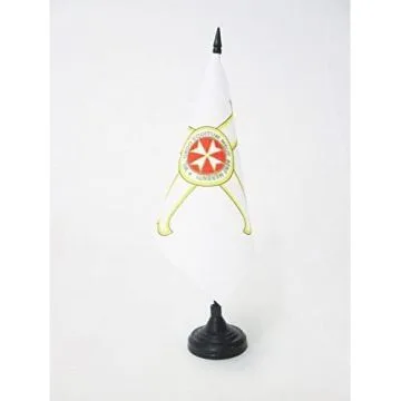 DRAPEAU DE TABLE ORDRE DU MÍ?RITE DE MALTE 15x15cm - PETIT DRAPEAUX DE BUREAU ORDRE PRO MERITO MELITENSI 15 x 15 cm
