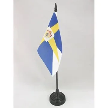 DRAPEAU DE TABLE ROYAL SUÈDE 15x10cm - PETIT DRAPEAUX DE BUREAU SUÉDOIS 10 x 15 cm