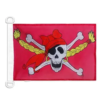 Pavillon nautique Fille Pirate 45x30 cm Anneaux Plastiques