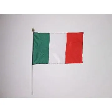 DRAPEAU ITALIE 45x30cm HAMPE blanche - LOT DE 10 DRAPEAUX ITALIEN 30 x 45 cm