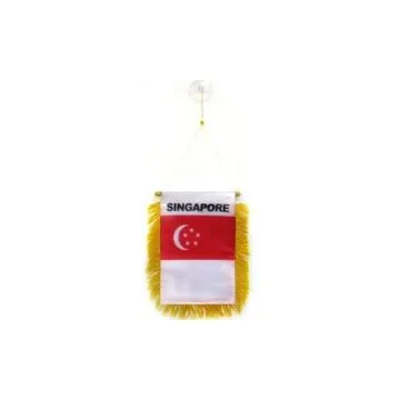 FANION SINGAPOUR 15x10cm - Mini drapeau SINGAPOURIEN 10 x 15 cm spécial voiture - Bannière