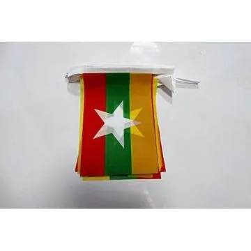 Guirlande 6 mètres 20 Drapeaux Birmanie 21x15 cm - Drapeau birman 15 x 21 cm