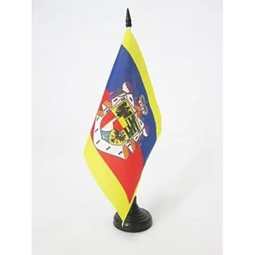 DRAPEAU DE TABLE ETENDARD DU PRINCE DU LIECHTENSTEIN 21x14cm - PETIT DRAPEAUX DE BUREAU PRINCIPAUTÍ? DE LIECHTENSTEIN 14 x 21 cm