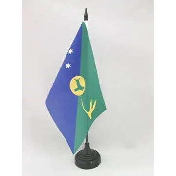 DRAPEAU DE TABLE ILE CHRISTMAS 21x14cm - PETIT DRAPEAUX DE BUREAU DE L\'ÎLE CHRISTMAS - AUSTRALIE 14 x 21 cm