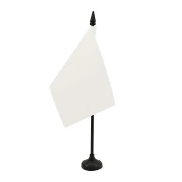 DRAPEAU DE TABLE UNICOLORE BLANC 15x10cm - PETIT DRAPEAUX DE BUREAU DE COULEUR BLANCHE 10 x 15 cm