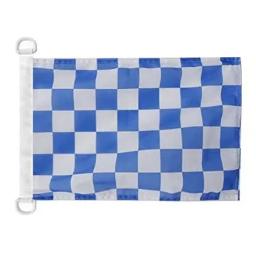 Pavillon nautique Damier Bleu marine et blanc 45x30 cm Anneaux Plastiques