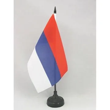 DRAPEAU DE TABLE SERBIE CIVIL 21x14cm - PETIT DRAPEAUX DE BUREAU SERBE 14 x 21 cm