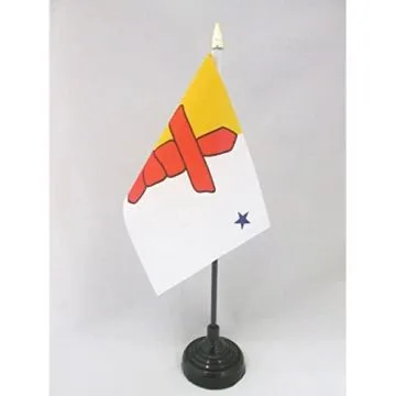 DRAPEAU DE TABLE NUNAVUT 15x10cm - PETIT DRAPEAUX DE BUREAU CANADIEN - CANADA 10 x 15 cm pointe dorée