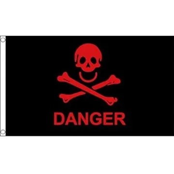 DRAPEAU PIRATE DANGER 150x90cm - DRAPEAU CORSAIRE 90 x 150 cm - DRAPEAUX