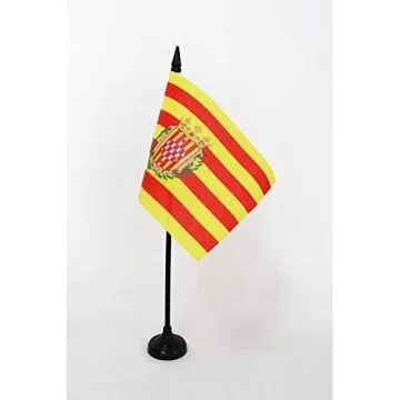 DRAPEAU DE TABLE PROVINCE DE GÉRONE 15x10cm - PETIT DRAPEAUX DE BUREAU GERONA EN CATALOGNE 10 x 15 cm