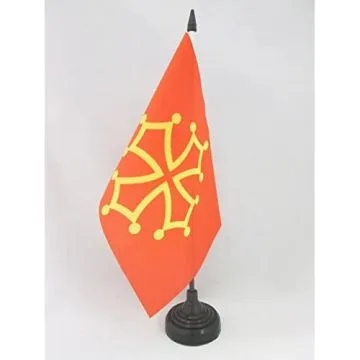 DRAPEAU DE TABLE PROVINCE DU LANGUEDOC 21x14cm - PETIT DRAPEAUX DE BUREAU TERRITOIRE OCCITAN - OCCITANIE 14 x 21 cm