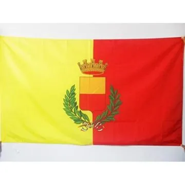 DRAPEAU VILLE DE NAPLES AVEC ARMES 90x60cm - DRAPEAU NAPOLITAIN - NAPOLI 60 x 90 cm Fourreau pour hampe