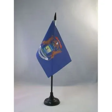 DRAPEAU DE TABLE MICHIGAN 15x10cm - PETIT DRAPEAUX DE BUREAU ETAT AMÉRICAIN - USA - ETATS-UNIS 10 x 15 cm