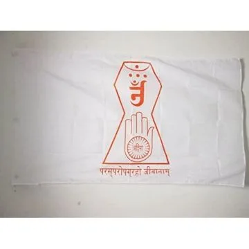 DRAPEAU JAÏNISME COSMOGRAPHIE JAÏNE 150x90cm - DRAPEAU RELIGION JAÏNISTE 90 x 150 cm Fourreau pour hampe