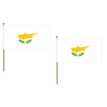 DRAPEAU CHYPRE 45x30cm HAMPE en bois - LOT DE 10 DRAPEAUX CHYPRIOTE 30 x 45 cm