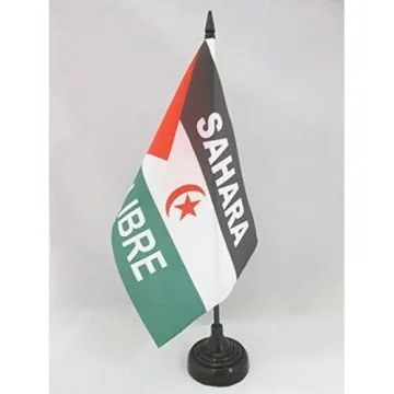 DRAPEAU DE TABLE FRENTE POLISARIO SAHARA OCCIDENTAL 21x14cm - PETIT DRAPEAUX DE BUREAU RASD SAHRAOUI 14 x 21 cm