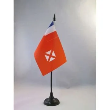 DRAPEAU DE TABLE WALLIS ET FUTUNA 15x10cm - PETIT DRAPEAUX DE BUREAU WALLISIEN FUTUNIEN - FRANCE 10 x 15 cm