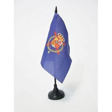 DRAPEAU DE TABLE ETENDARD DE JUAN CARLOS D\'ESPAGNE 15x15cm - PETIT DRAPEAUX DE BUREAU ROYAL ESPAGNOL 15 x 15 cm