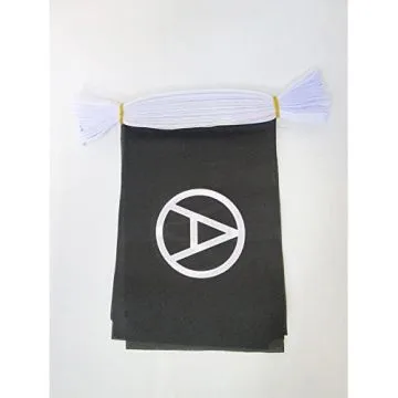 Guirlande 12 mètres 20 Drapeaux Anarchie 45x30 cm - Drapeau anarchique 30 x 45 cm